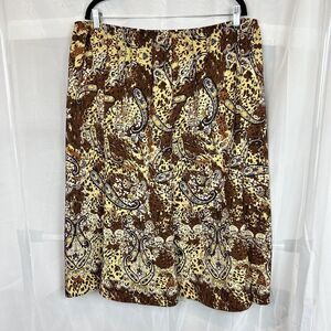 vintage 90's paisley print midi skirt artsy outdoors boho sz 18w